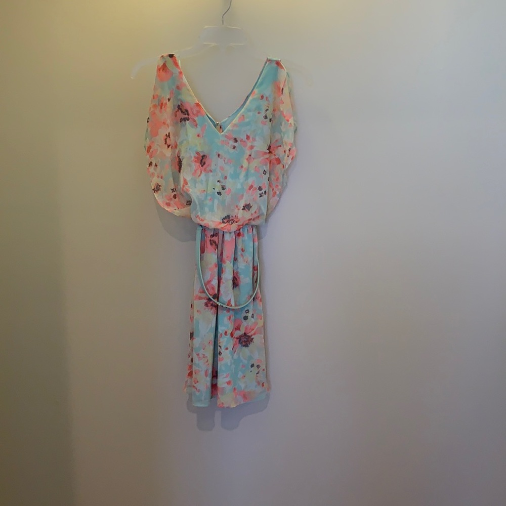Candie's Juniors Floral‎ Dress Belted Blue XS